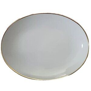 Haviland Limoge France Ceramic Gold Trimmed 9 Inch Oval Plate Hanging Holes